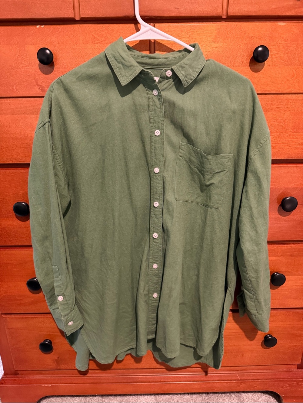 Women's Classic Button-Down Shirt - Olive Green